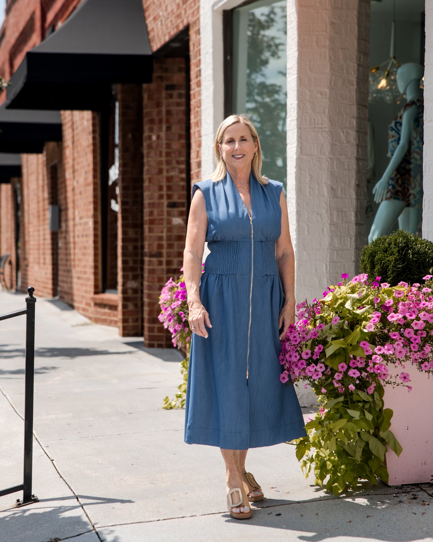 Skye Zip Front Dress - Blue Tencel