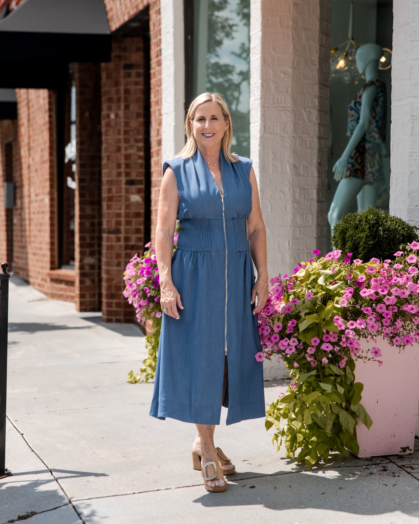 Skye Zip Front Dress - Blue Tencel