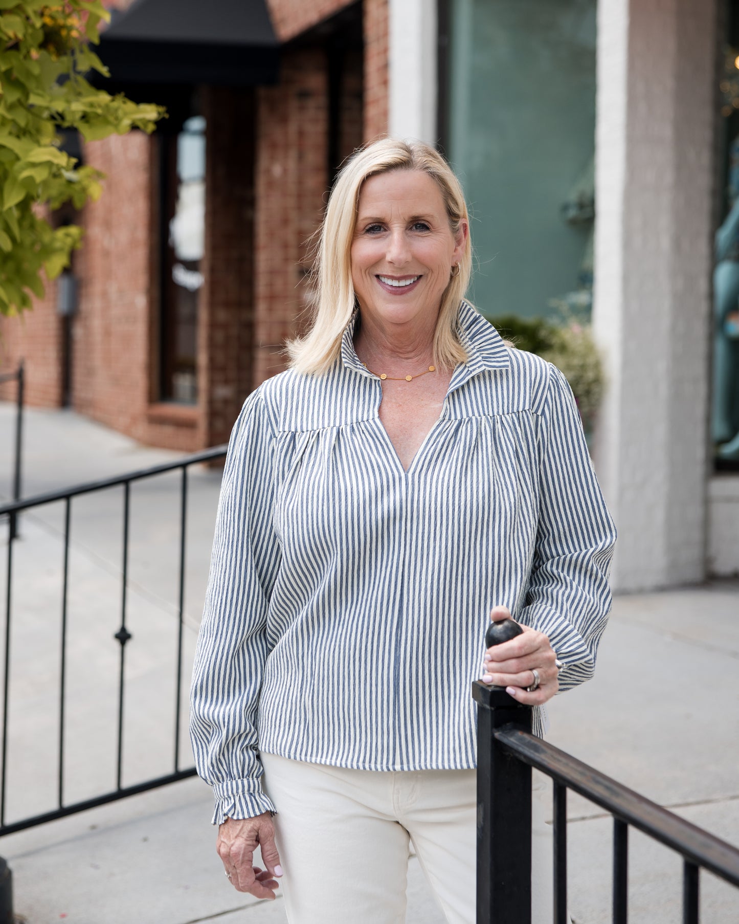 Somerset Blouse - Blue Stripe