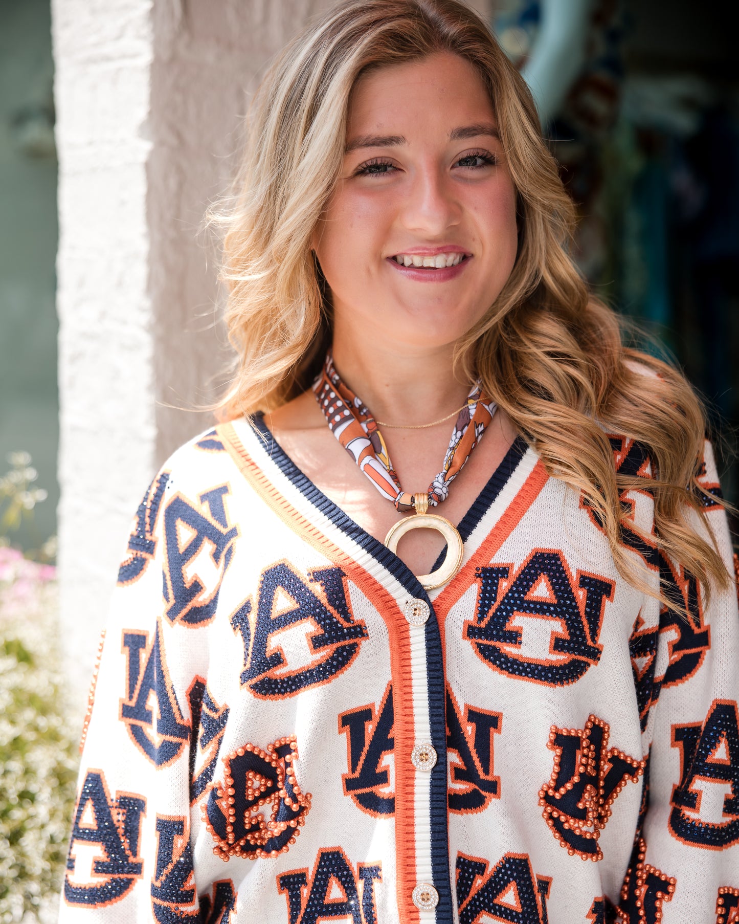Queen of Sparkles Licensed Auburn Knit In Mascot Rhinestone Cardigan