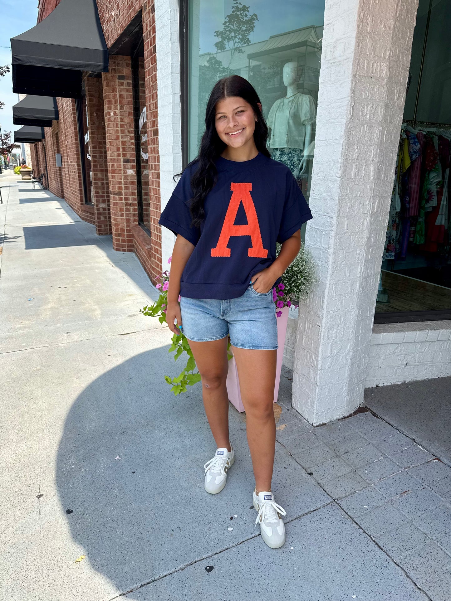 Lettering Oversized Sweatshirt - Auburn Navy