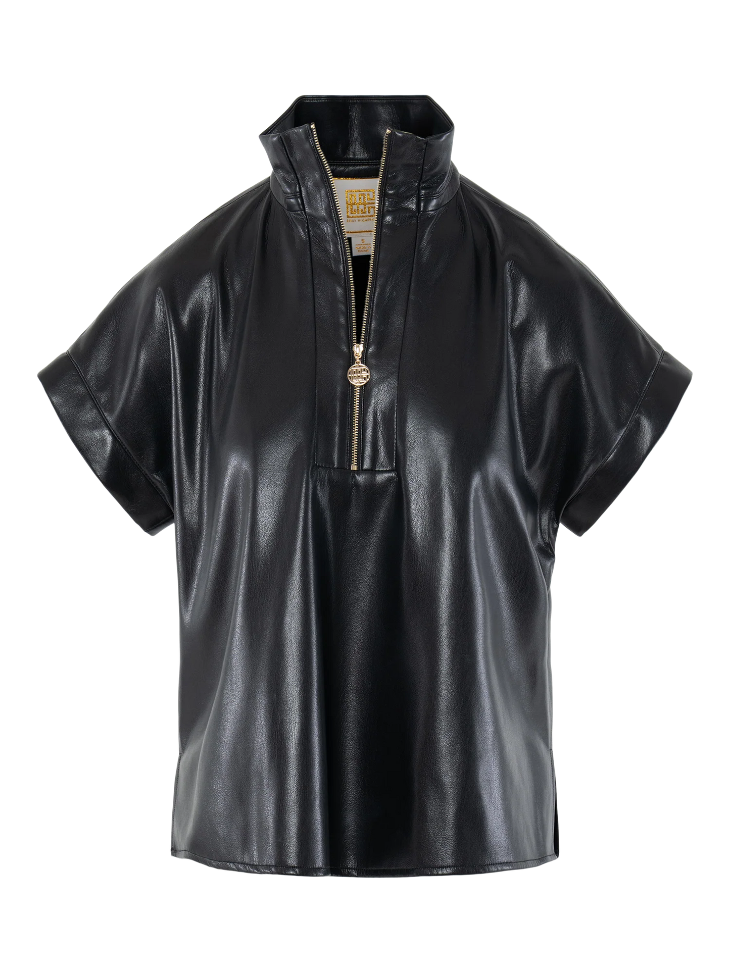 Poppy Pullover Top - Black Vegan Leather