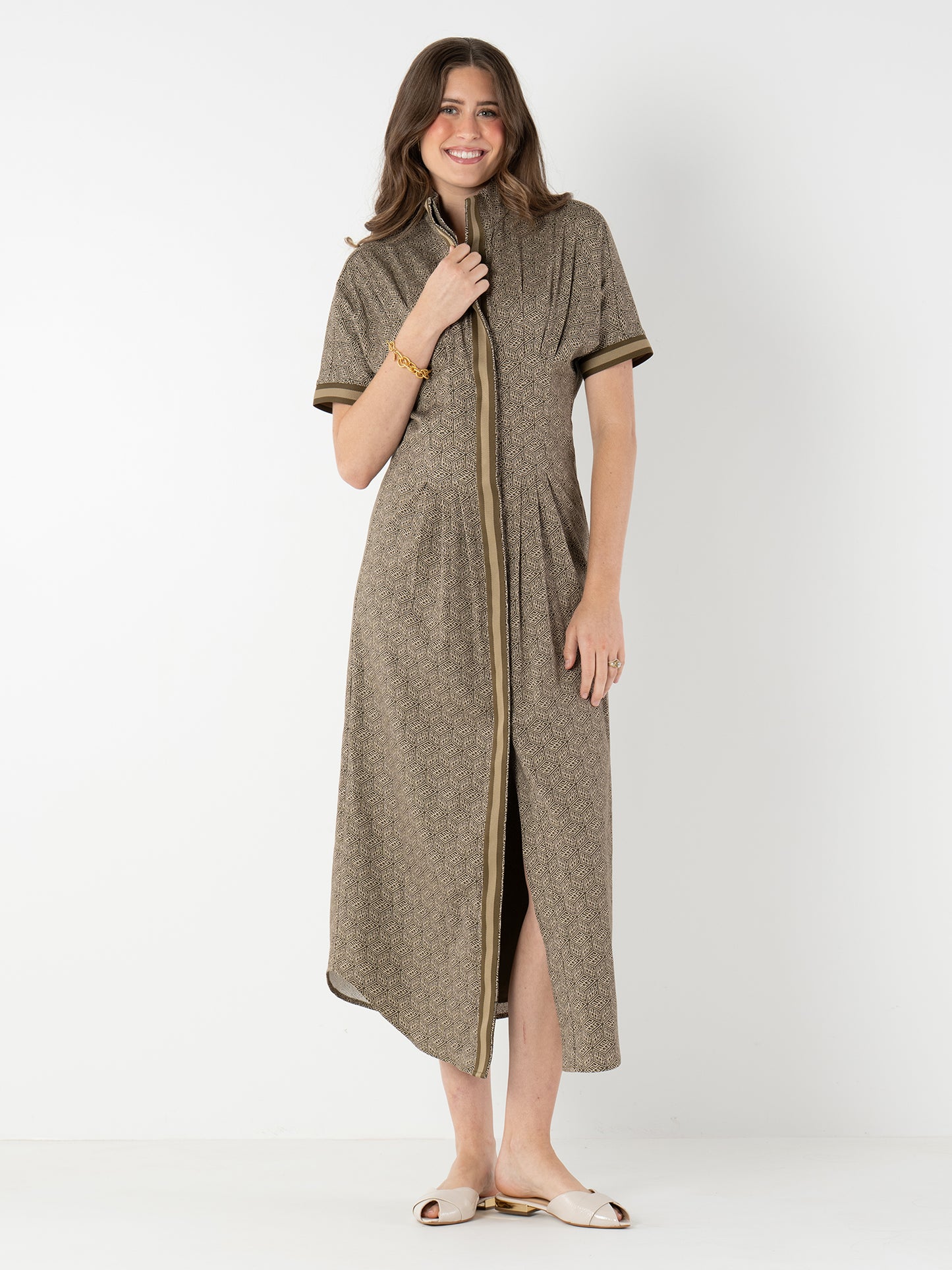 Georgia Dress - Green Tonal Monogram