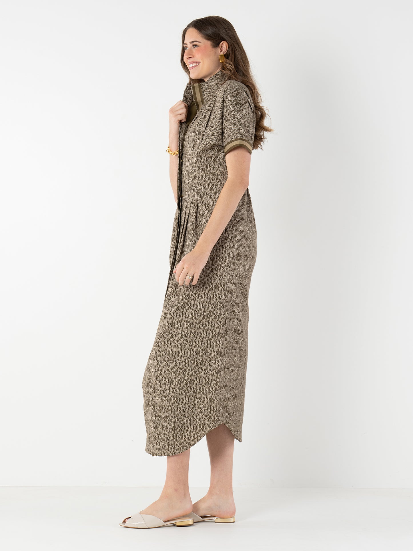 Georgia Dress - Green Tonal Monogram