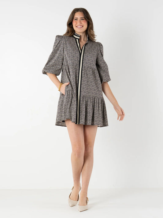 Sadie Dress - Black Tonal Monogram