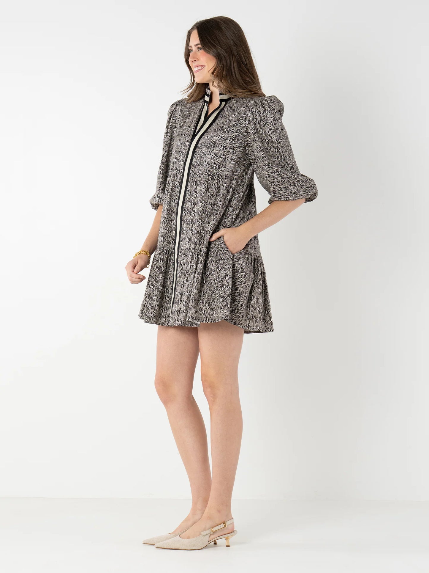 Sadie Dress - Black Tonal Monogram