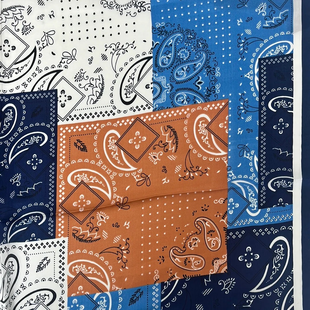 Patchwork Paisley Scarf - Navy