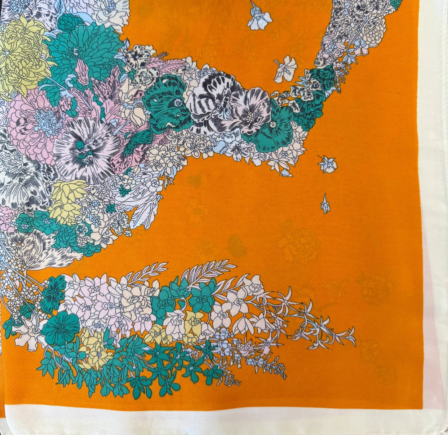 Floral Elegance Equine Scarf - Orange