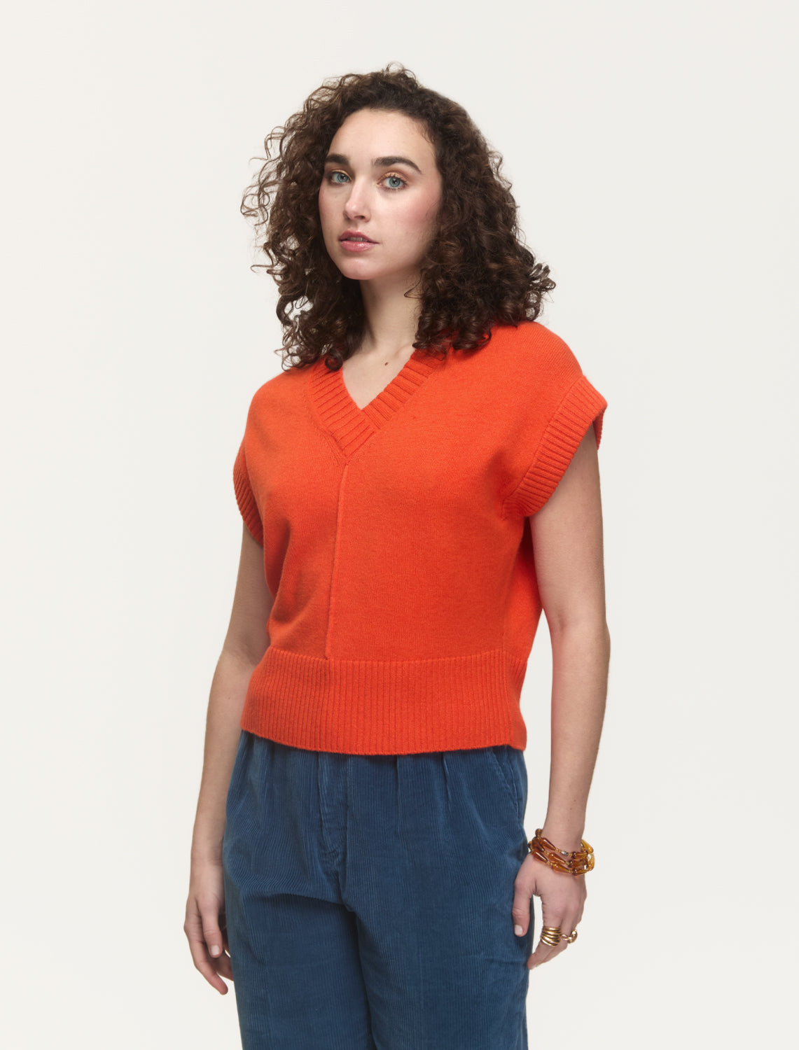 Gweneth Sweater Vest - Orange Flame