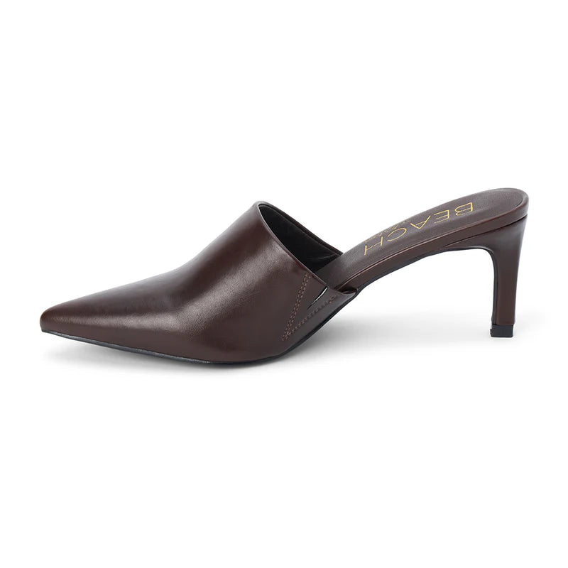 Garret Pointed Toe Heeled Mule - Coffee