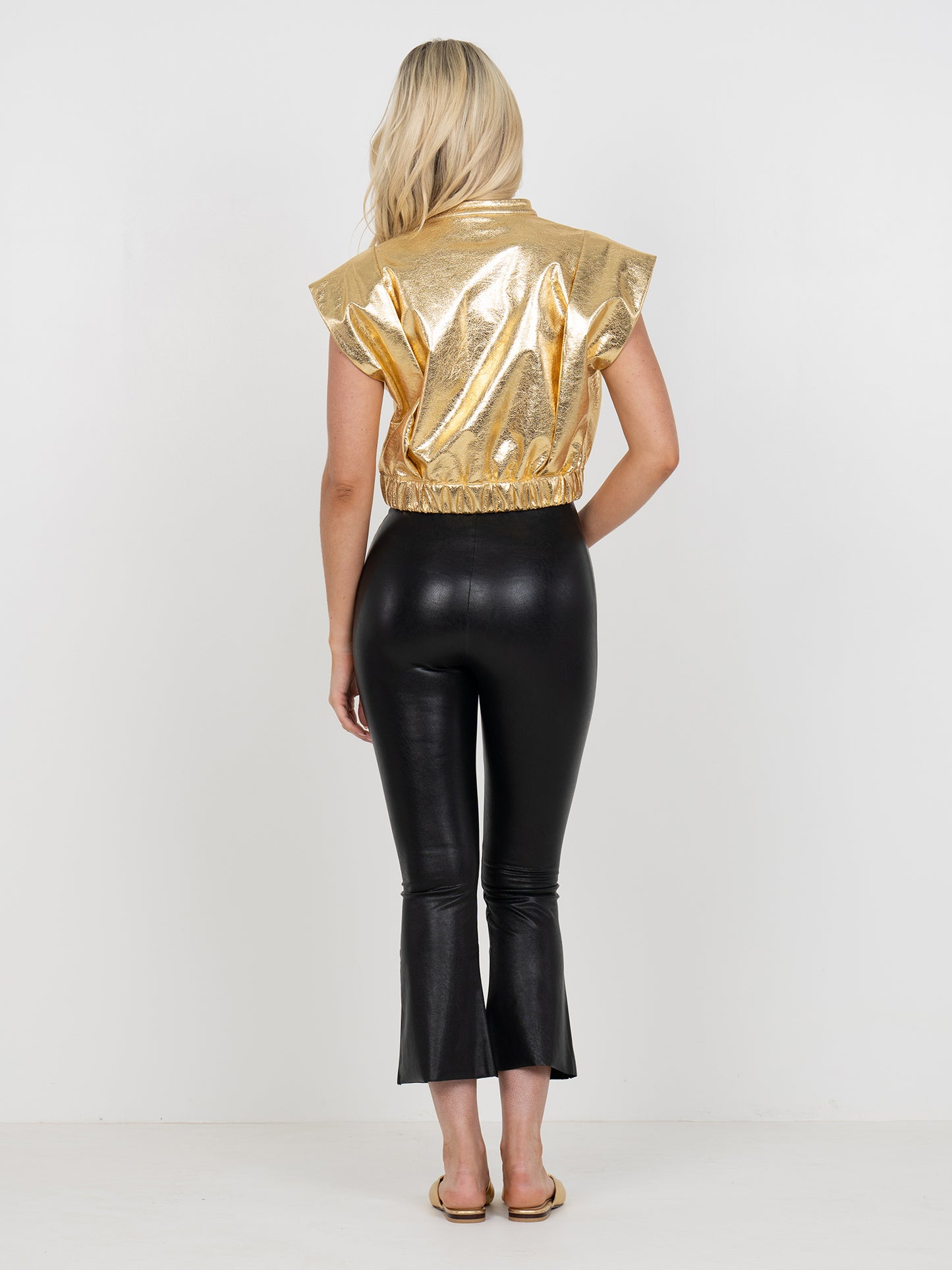 Evie Top - Gold Vegan Leather