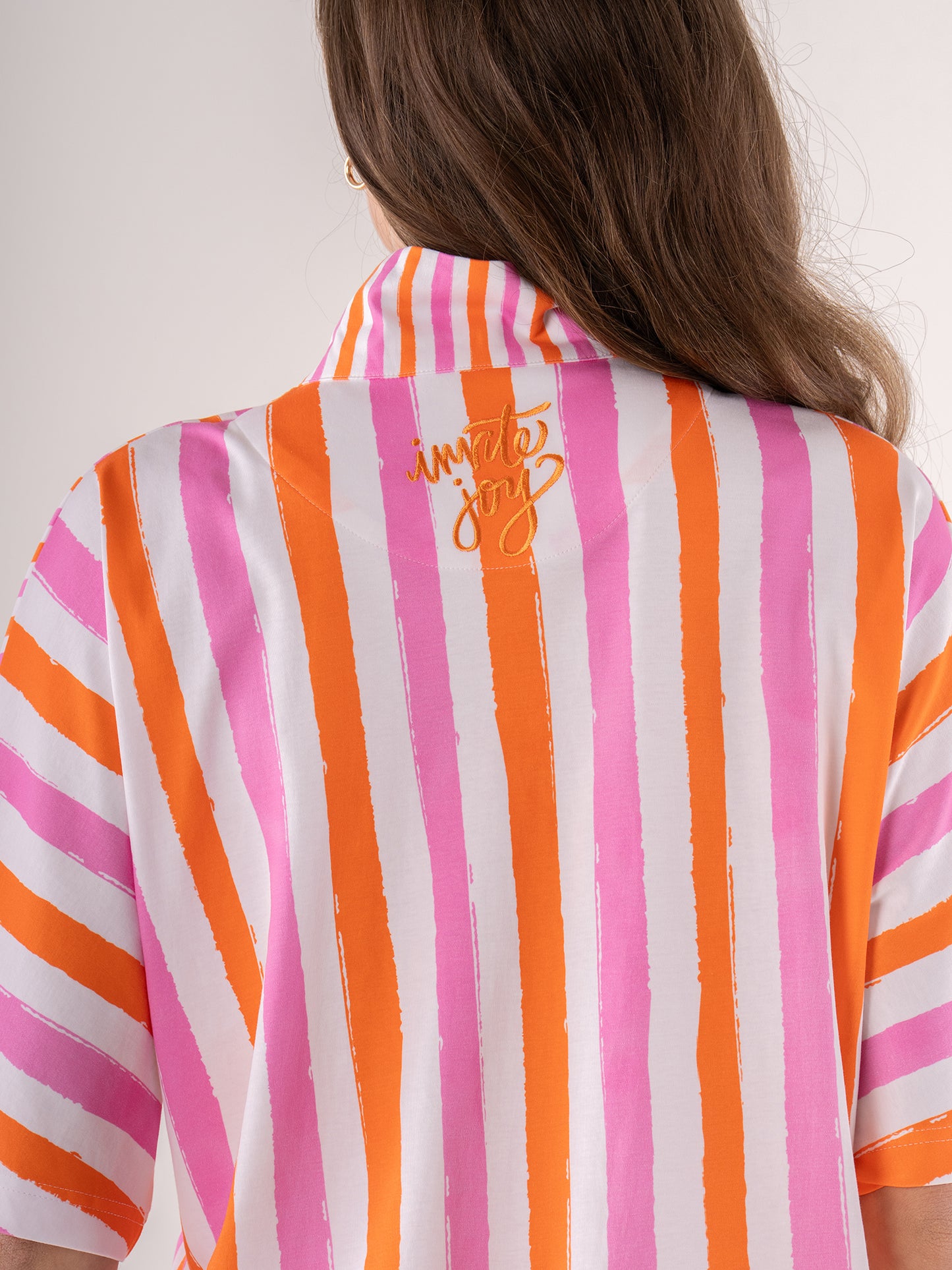 Pajama Short Set - Coral Pink Stripe