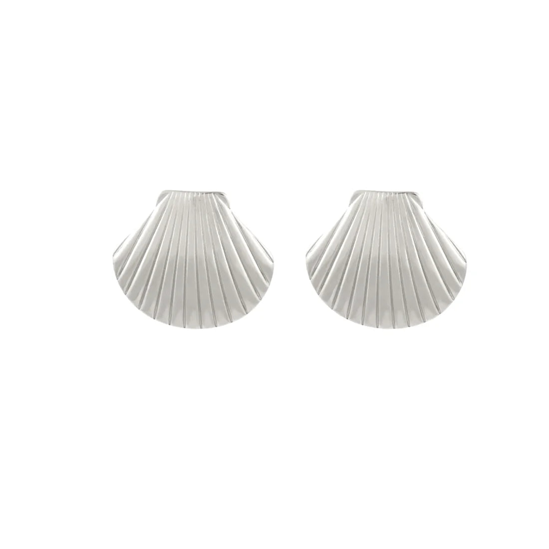 Fan Shell Studs - Silver