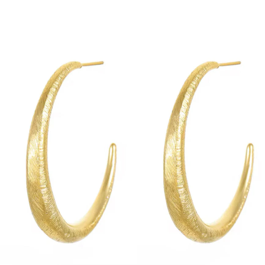 Large Matte Hoops - Gold