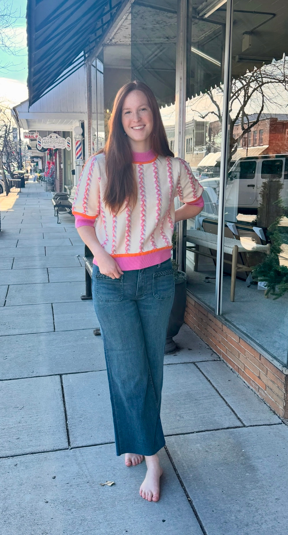 Short Sleeve Knit Top - Cream