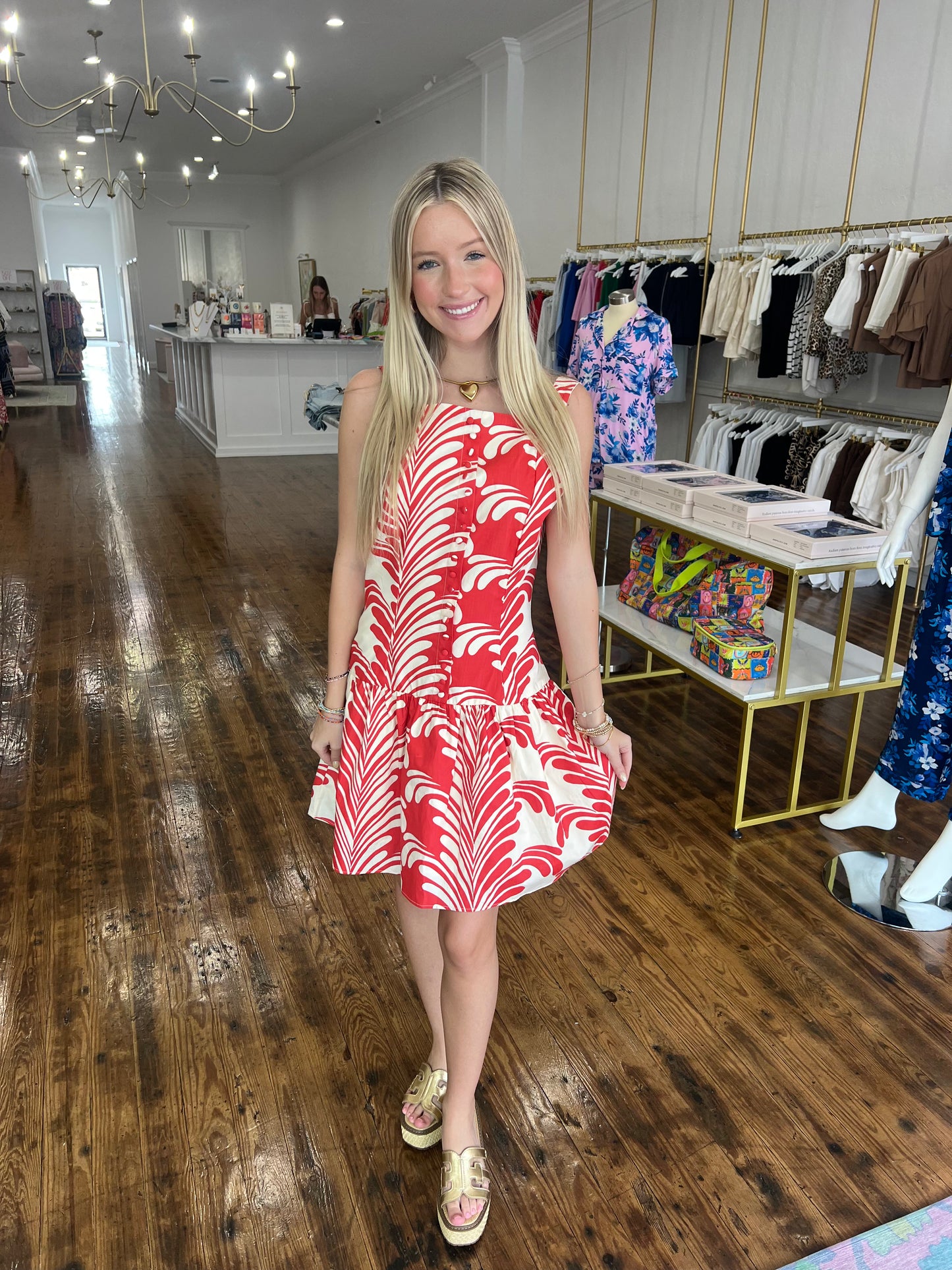 Sade Sleeveless Flare Mini Dress - Red