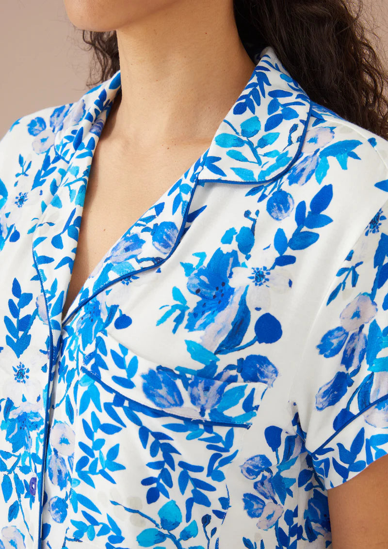 The Jenna PJ Set - White Augusta Garden Stripe