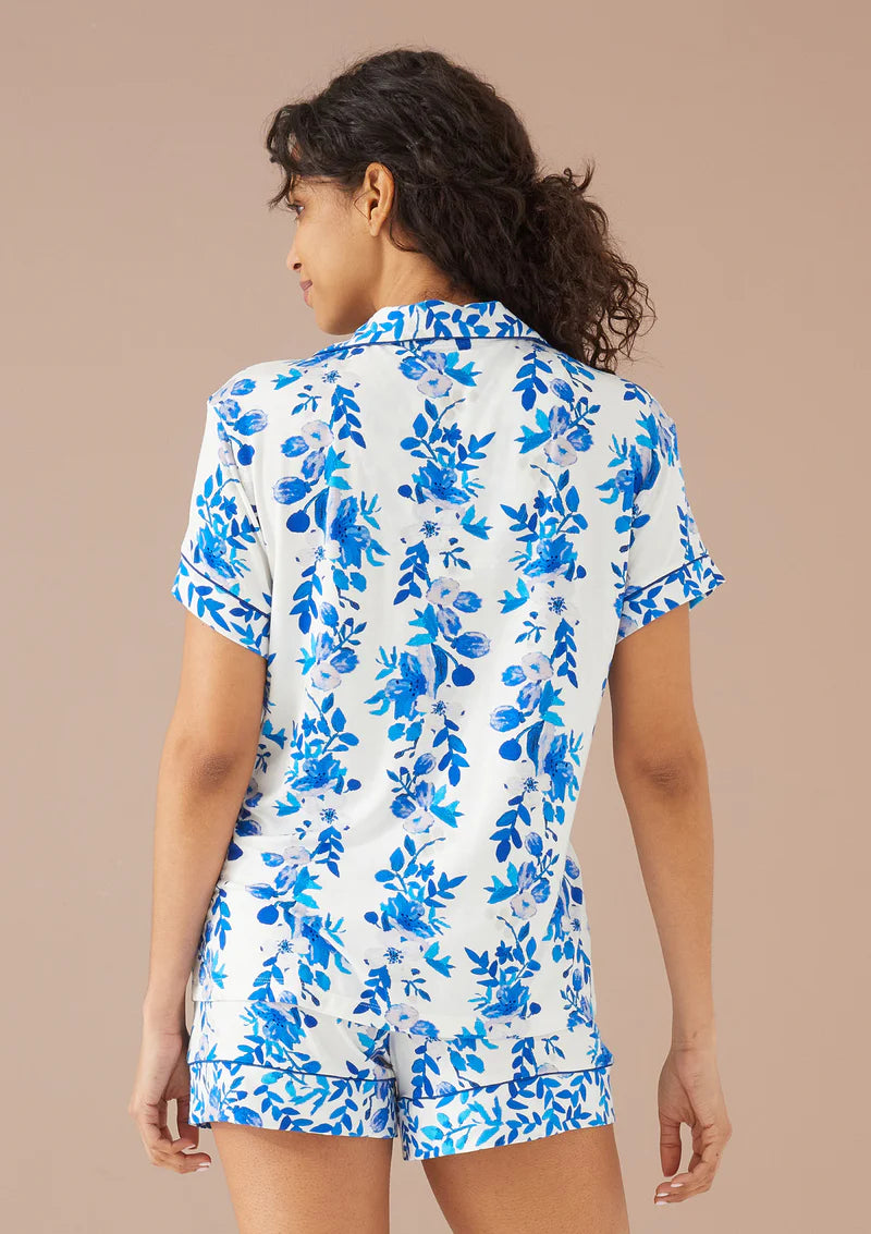 The Jenna PJ Set - White Augusta Garden Stripe