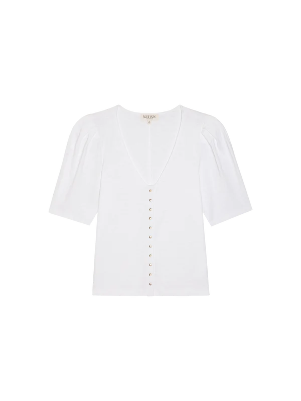 Jen Button Up Blouse - Optic White