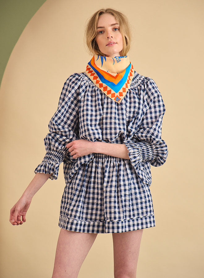 Hayes Blouse - Navy/White