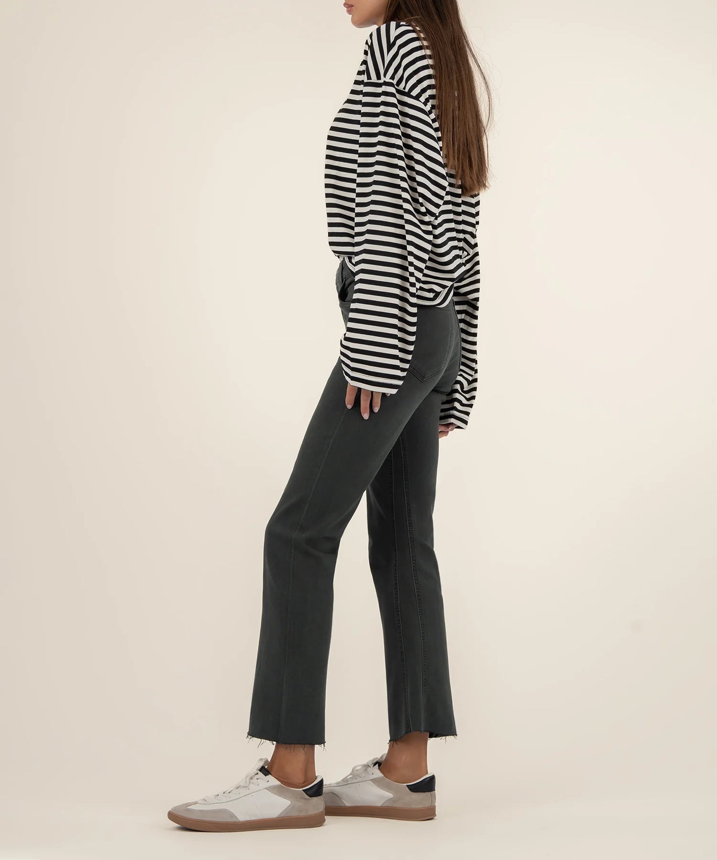 Kelsey High Rise Ankle Flare Jean - Pewter Green
