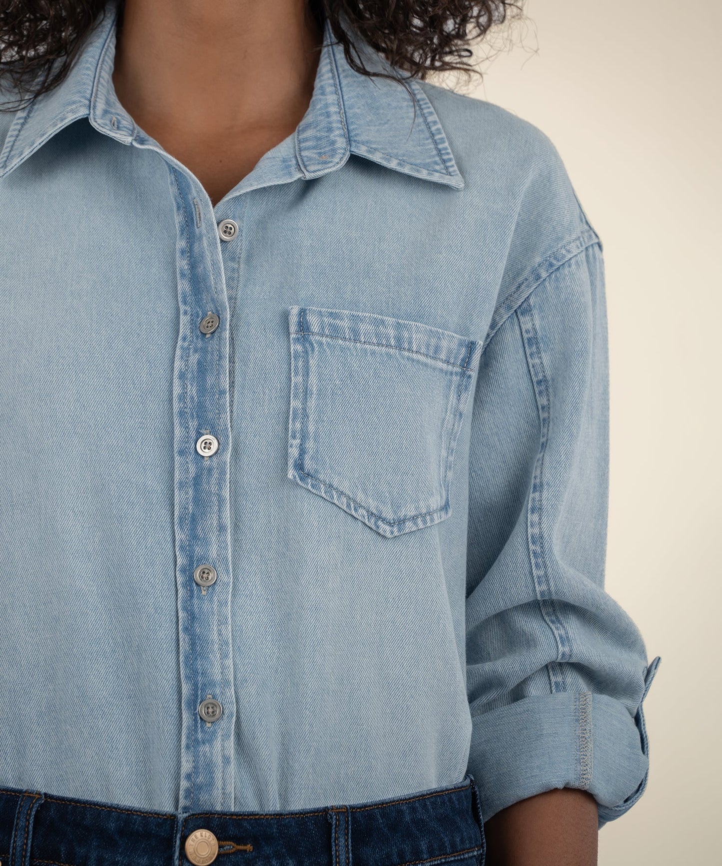 Leighton Long Sleeve Button Down - Light Wash