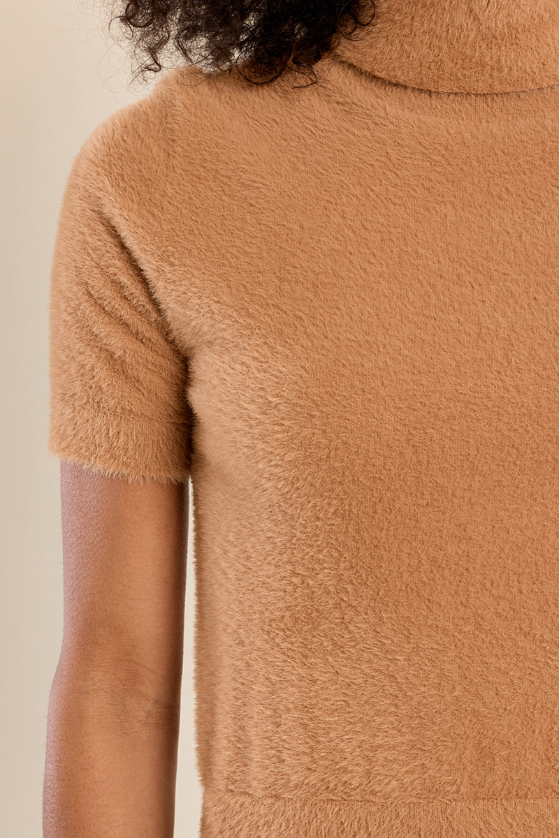 Cloud Nine Short Sleeve Sweater - Camel