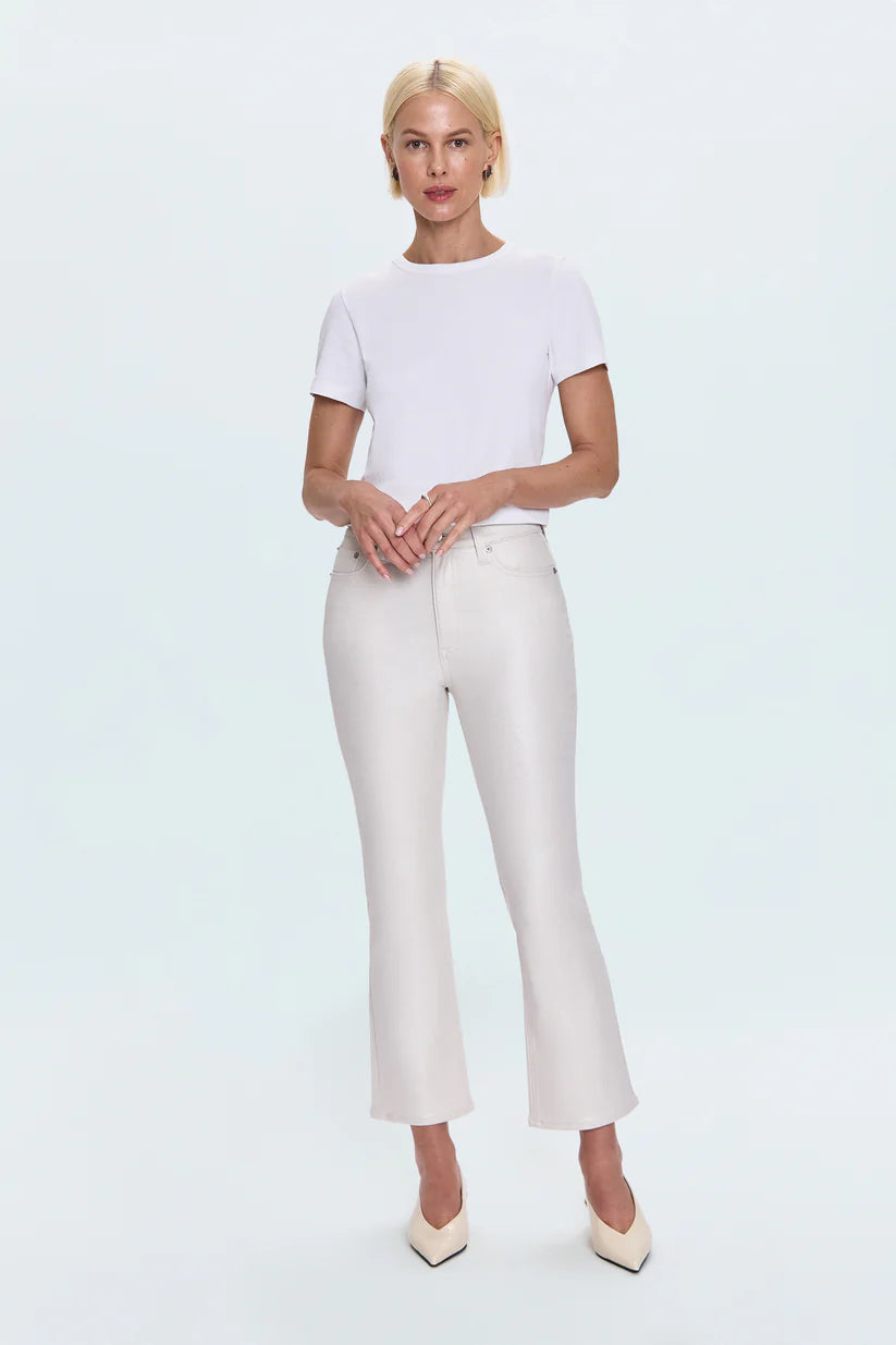 Lennon High Rise Crop Boot Pant - Ivory Luster
