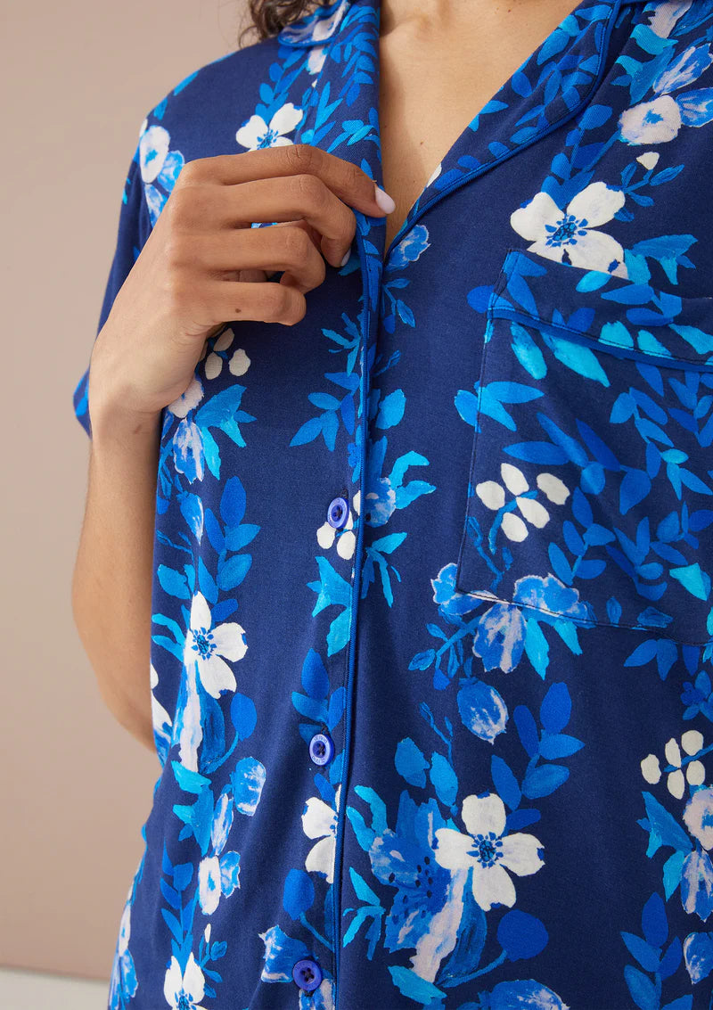 The Mary PJ Set - Navy Augusta Garden Stripe