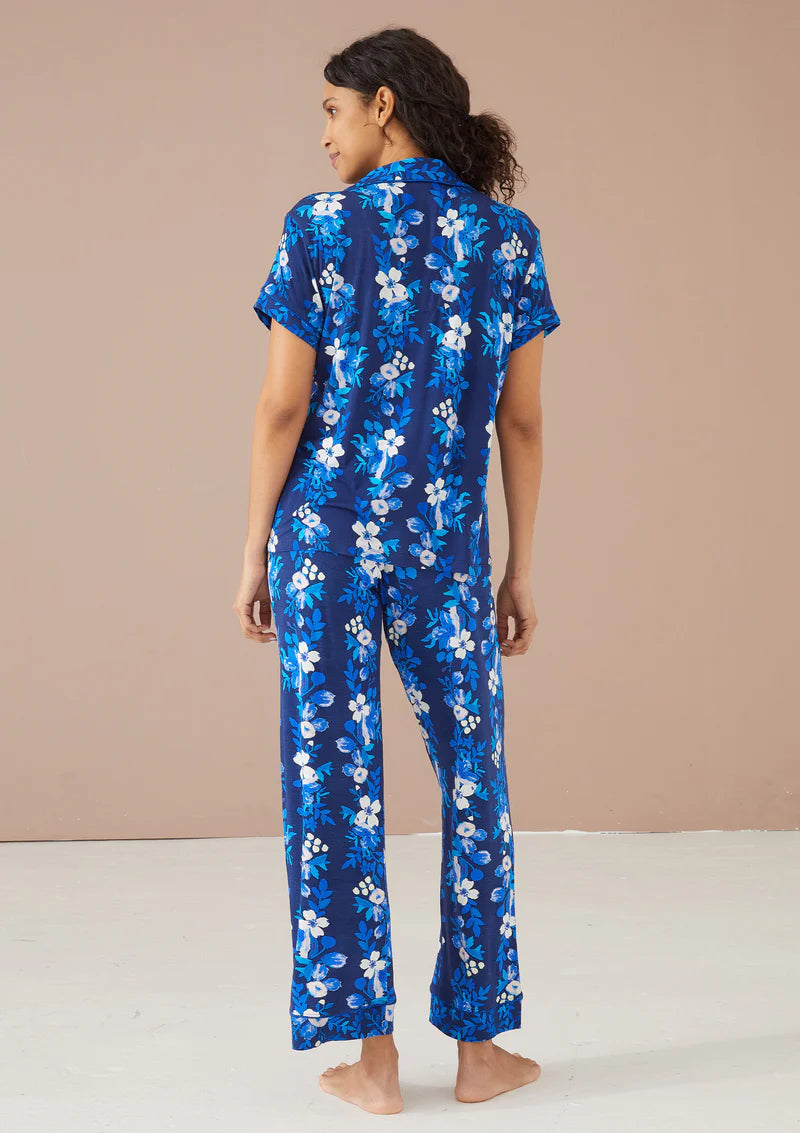 The Mary PJ Set - Navy Augusta Garden Stripe