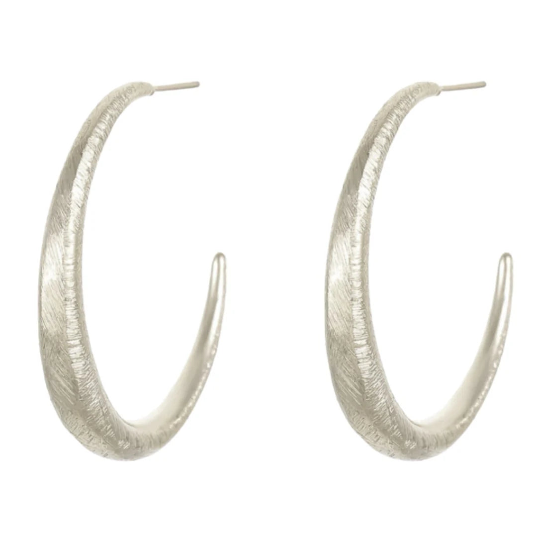 Large Matte Hoops - Silver