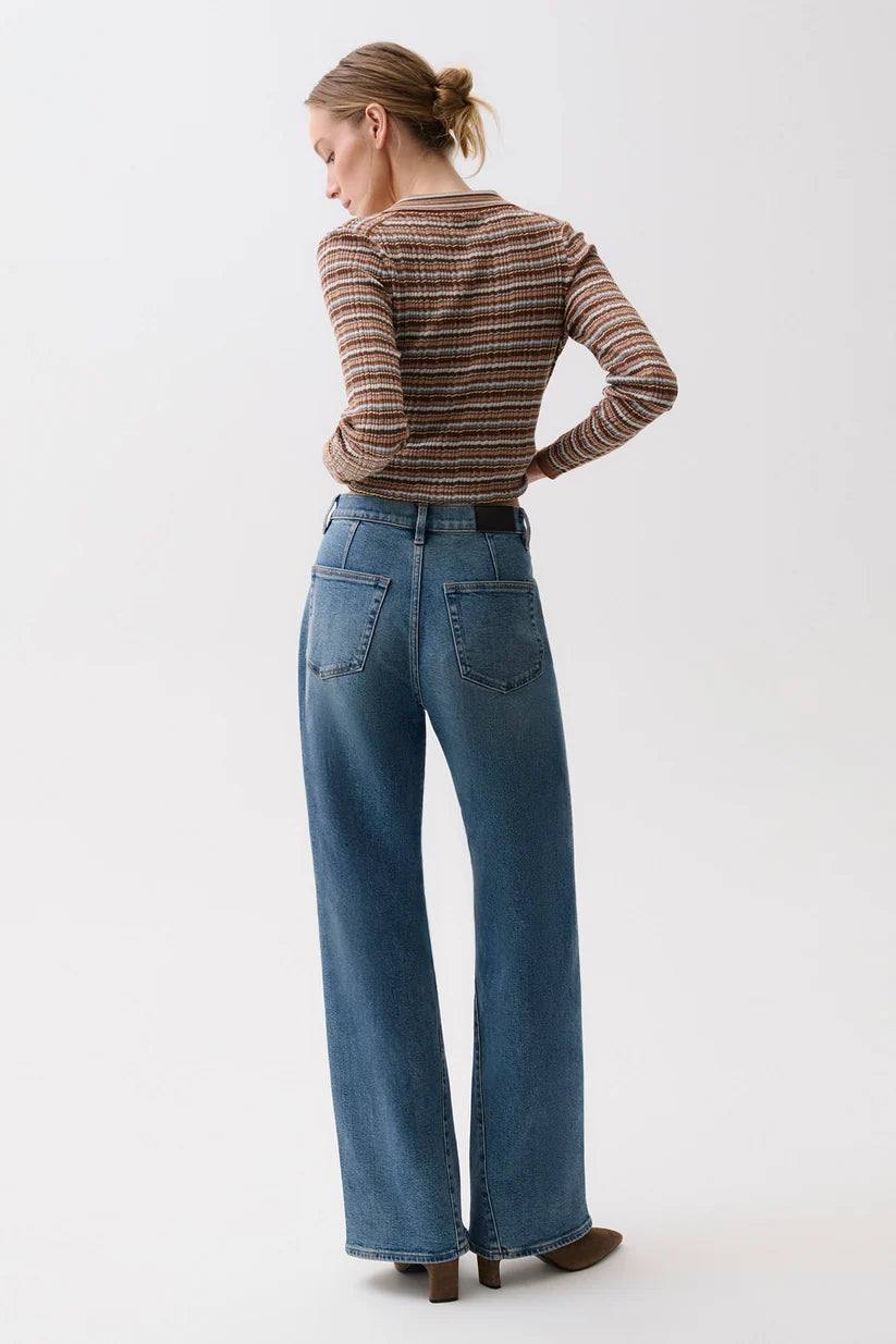 Kyra High Rise Bowed Wide Leg Jean - Eureka