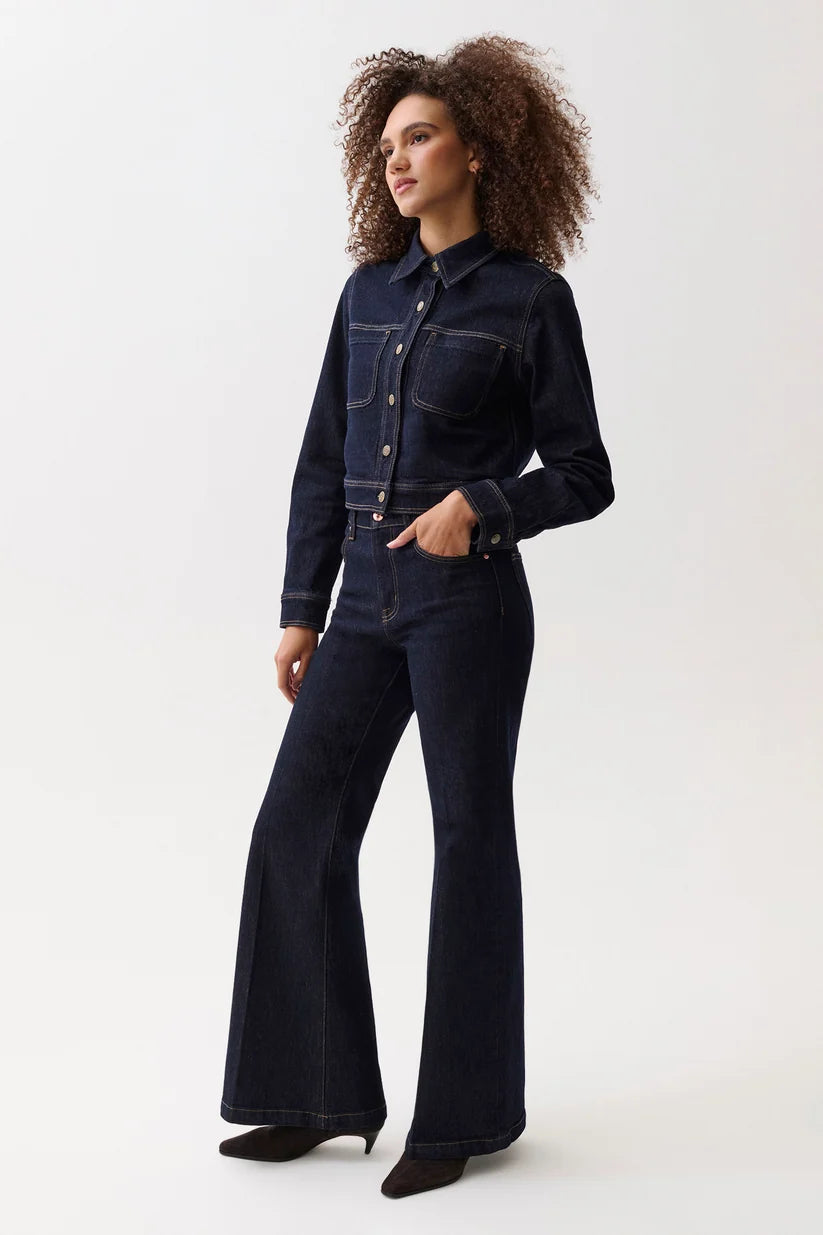 Carina High Rise Super Wide Flare Jean - Nightfall