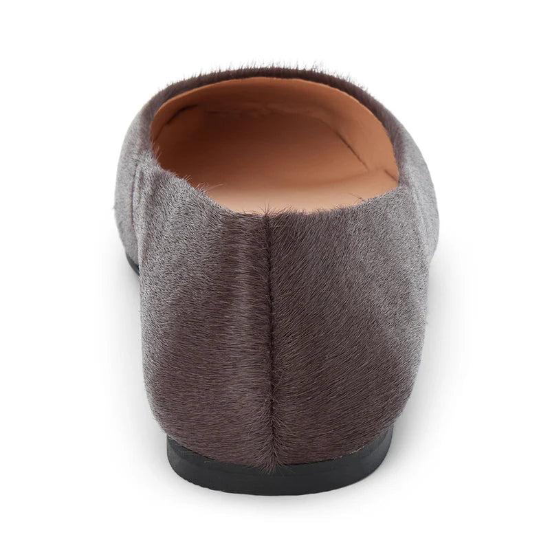 Phillip Cow Hair Ballet Flat - Coffee