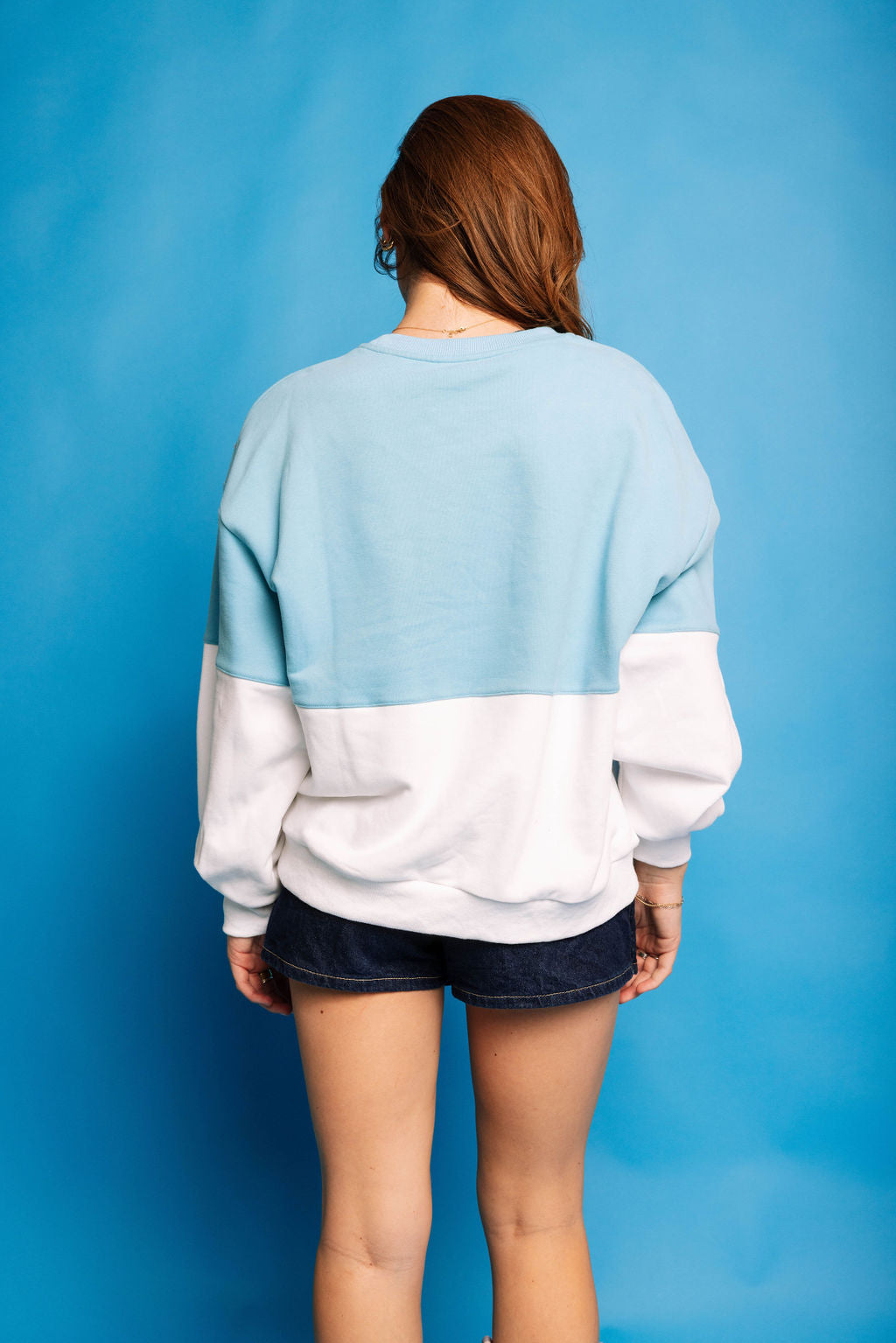 Queen of Sparkles Aqua & White Colorblock Seltzer Queen Sweatshirt