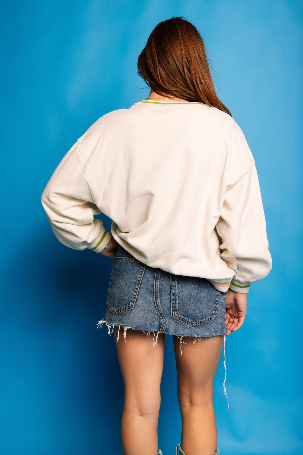 Queen of Sparkles Beige 'Lake' Letter Icon Sweatshirt