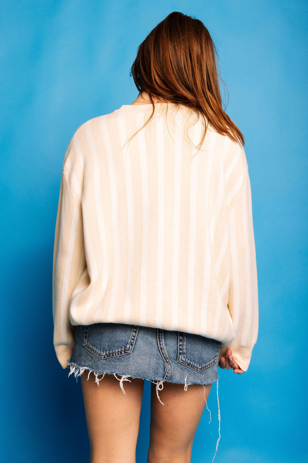 Queen of Sparkles Beige Stripe Fish Sweater