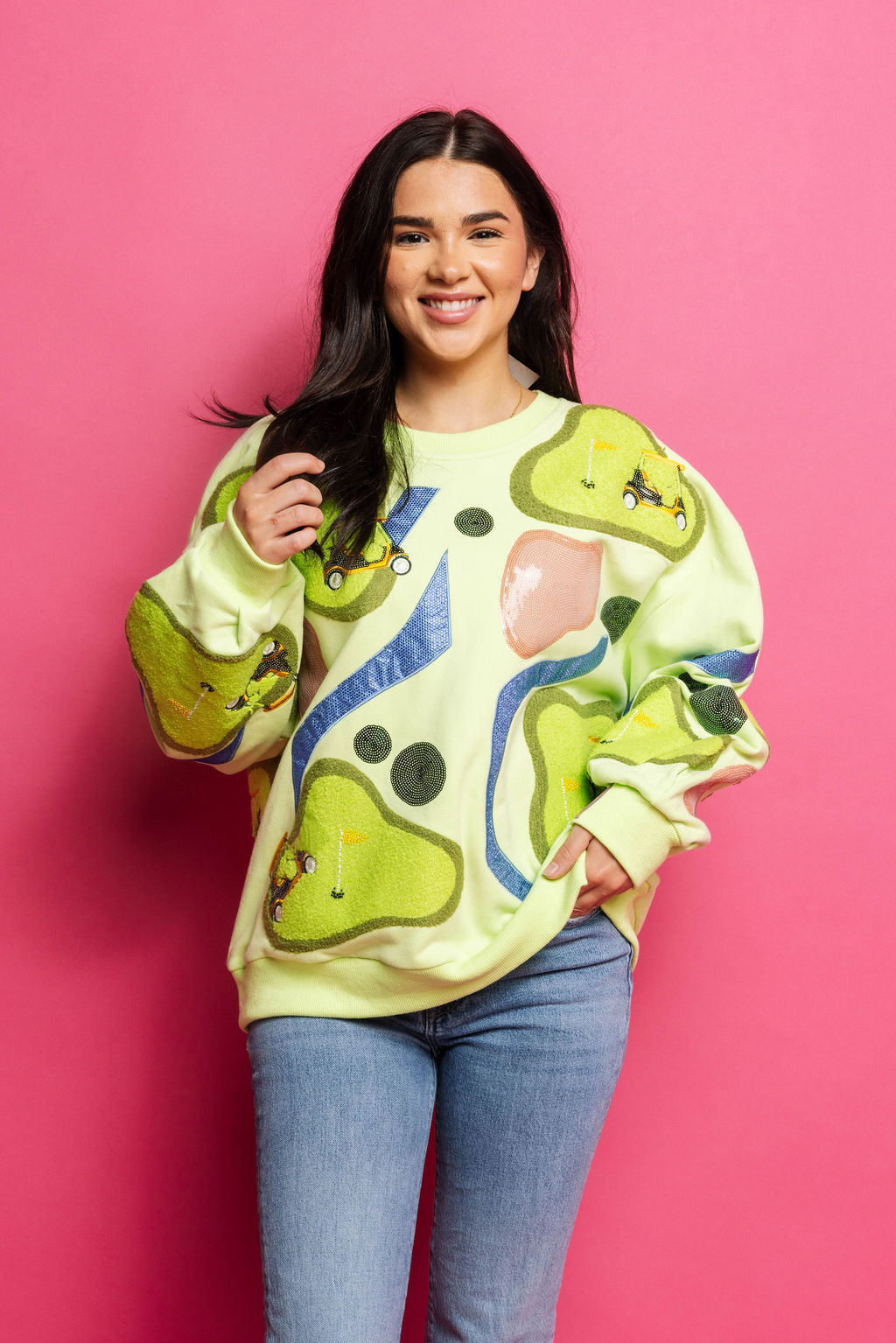 Queen of Sparkles Green Golf Course Sweatshirt