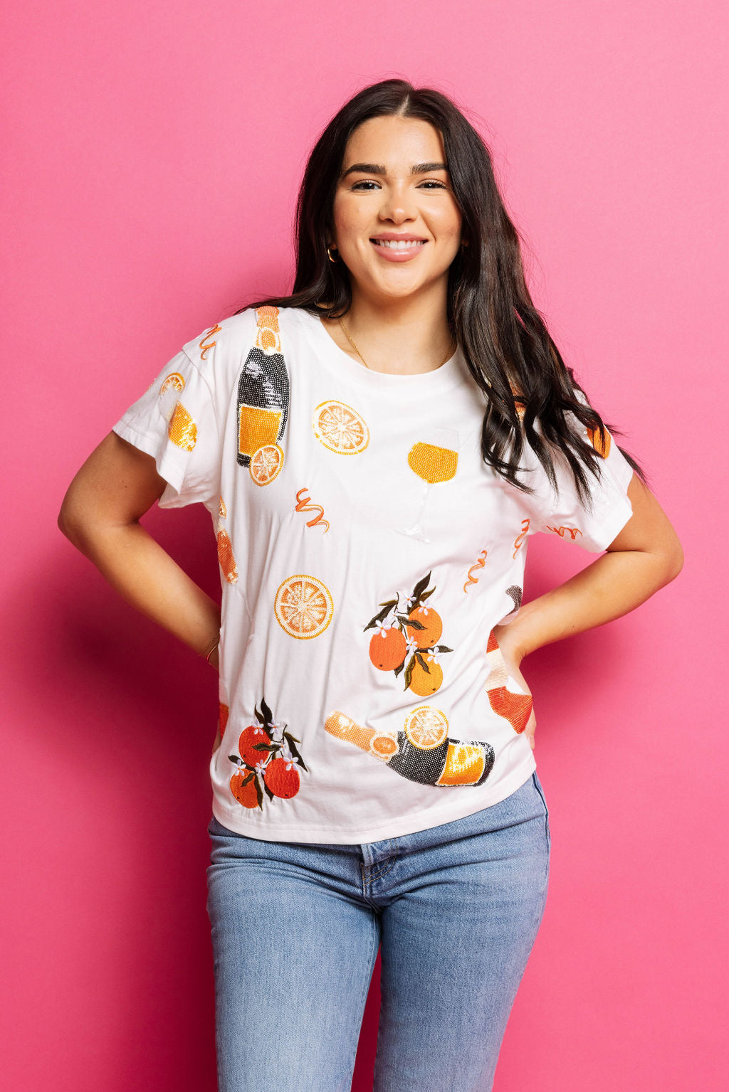 Queen of Sparkles White Mimosa Icon Tee