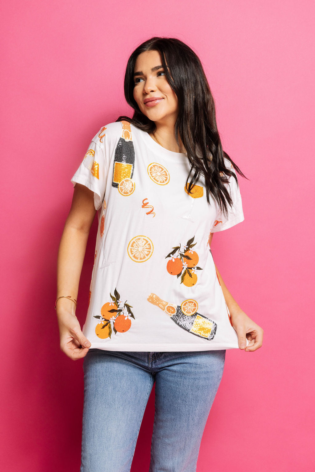 Queen of Sparkles White Mimosa Icon Tee