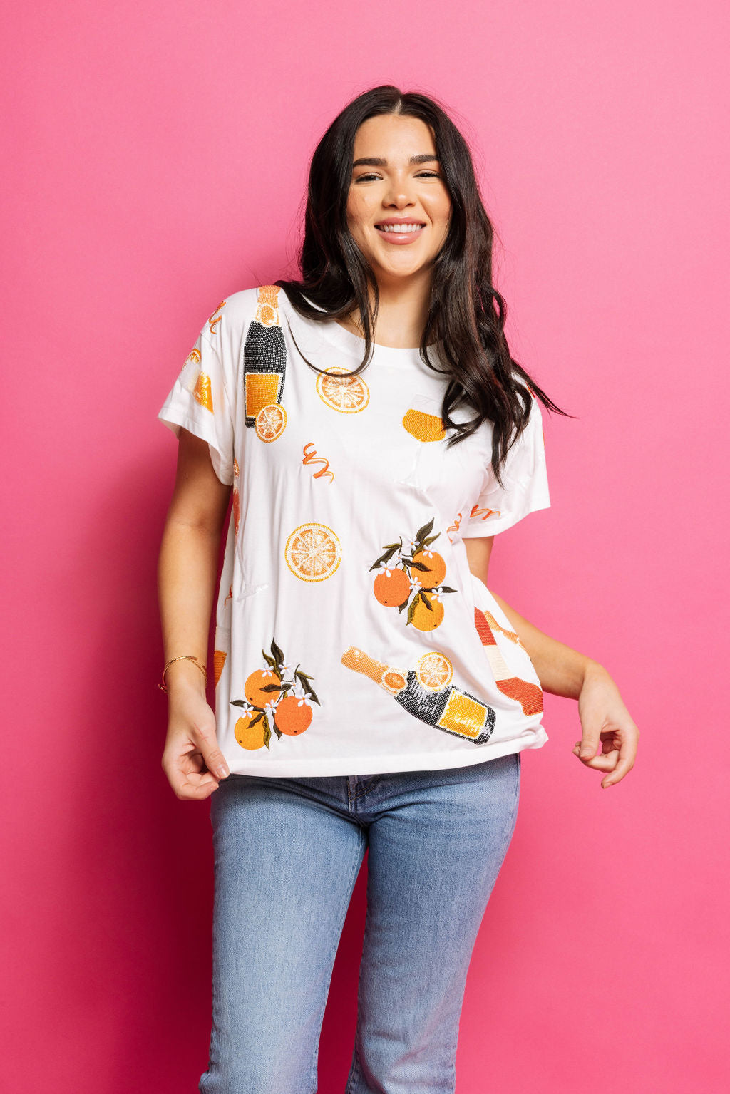Queen of Sparkles White Mimosa Icon Tee