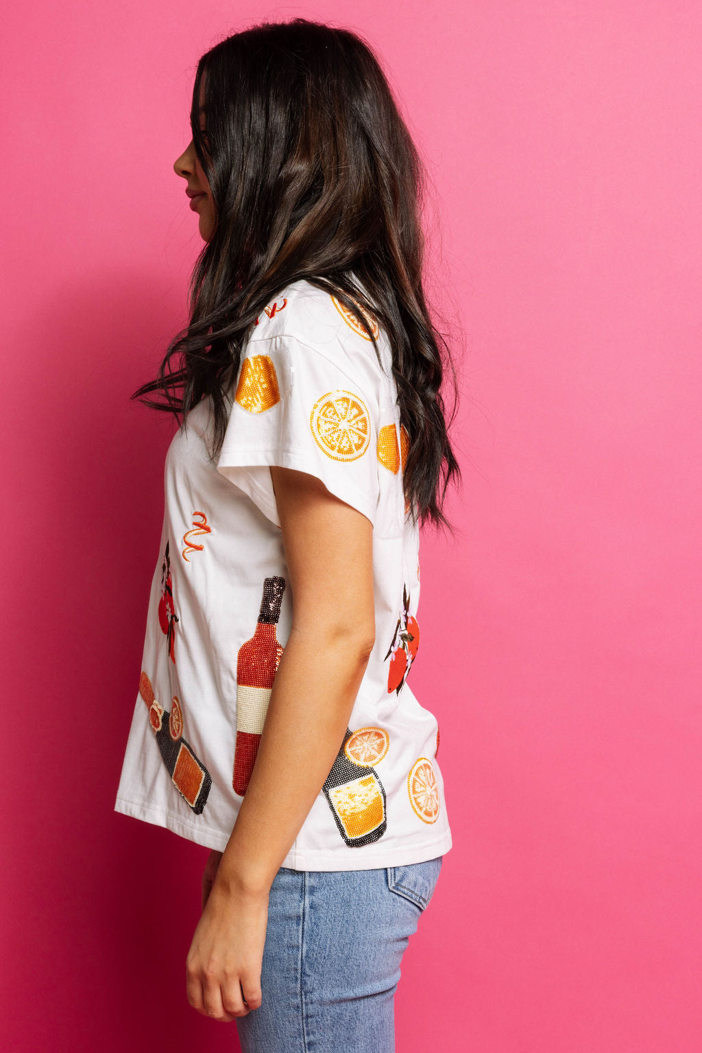 Queen of Sparkles White Mimosa Icon Tee