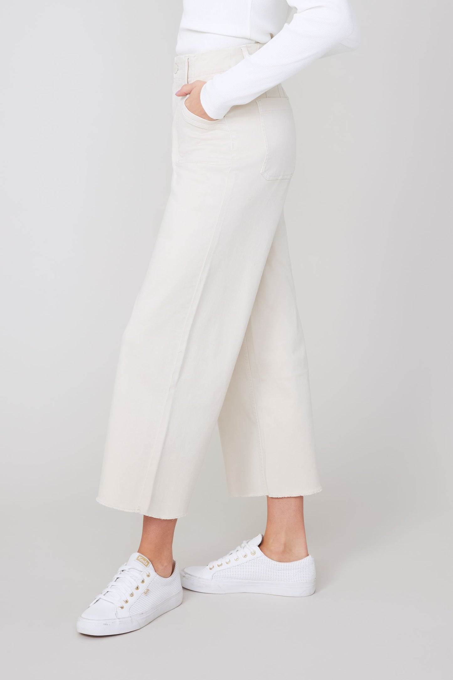 Cropped Wide Leg Pant - Oyster