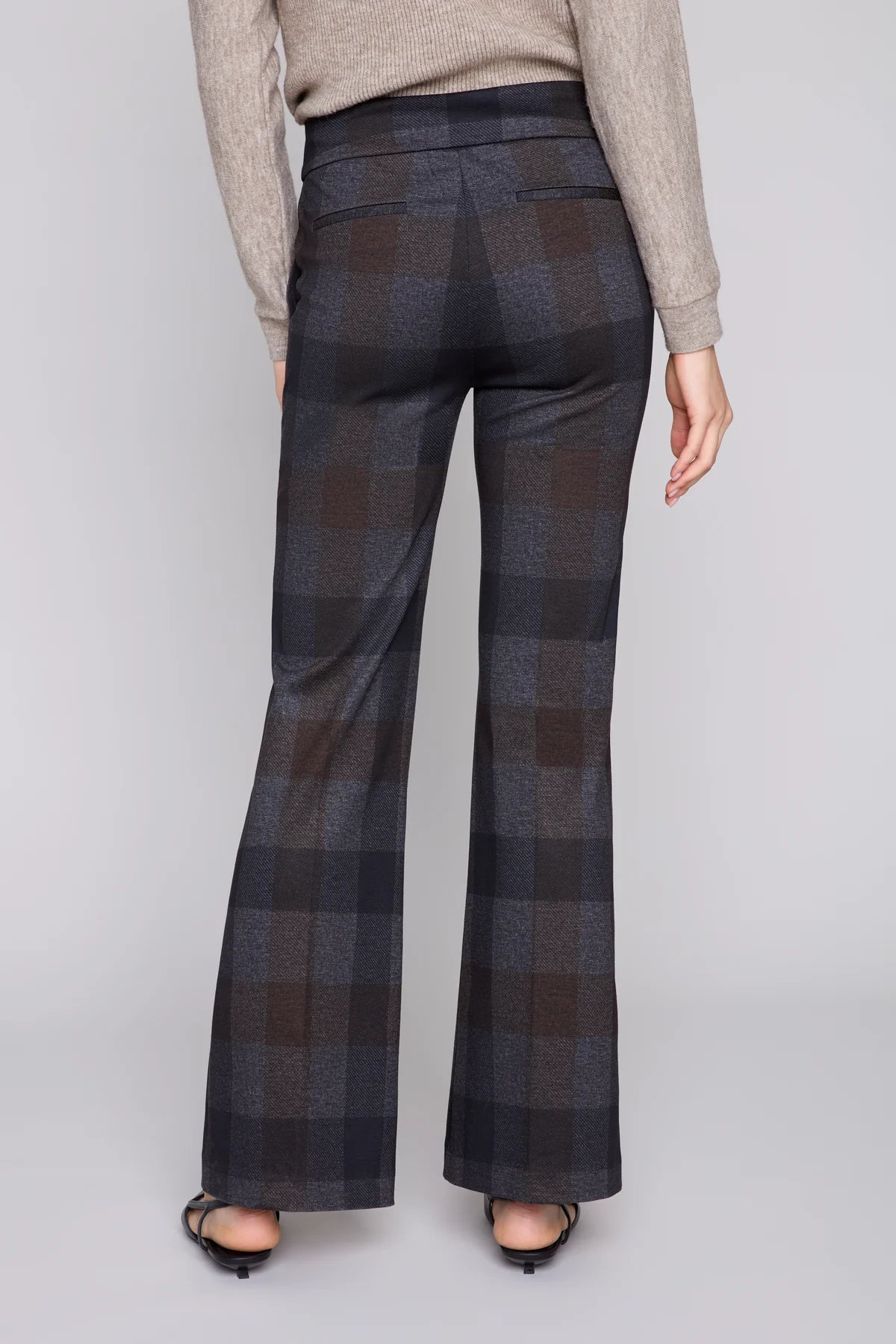 Bold Check Knit Pull On Pant - Carbon Combo