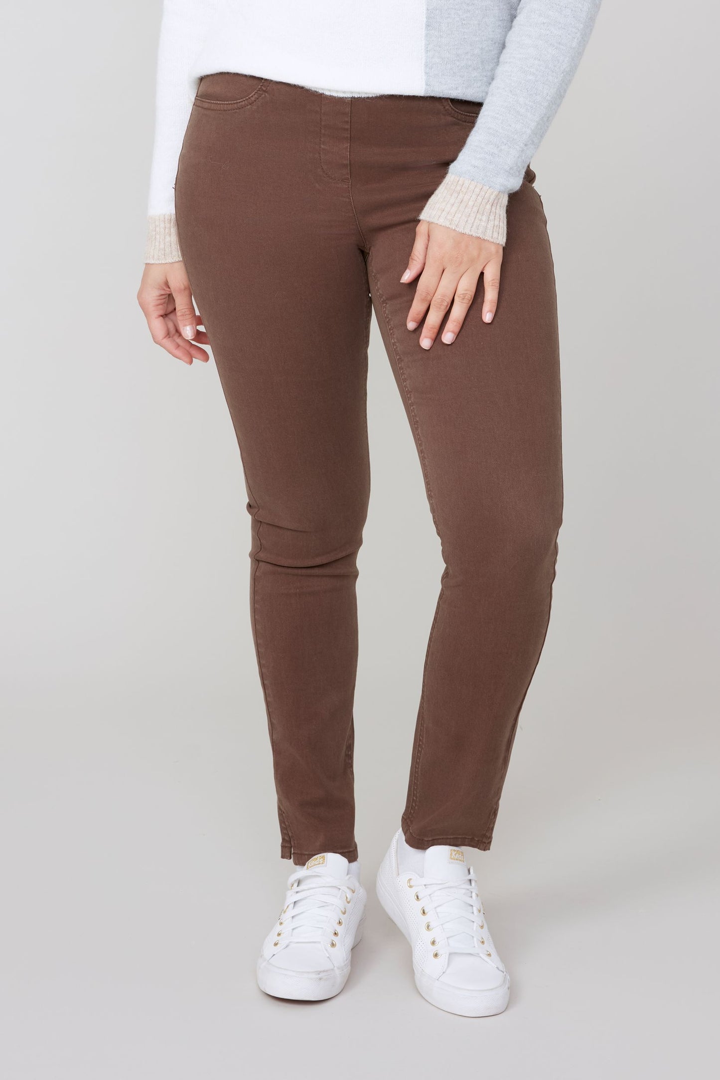 Pull On Slim Ankle Pant - Chocolate
