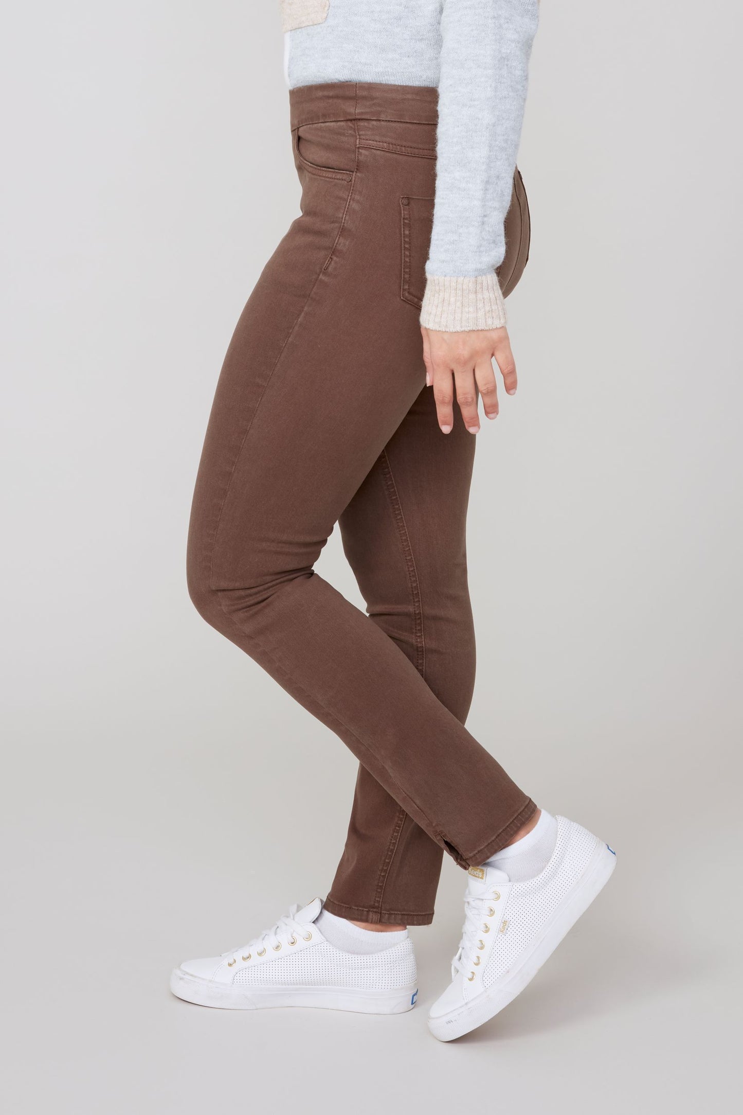 Pull On Slim Ankle Pant - Chocolate