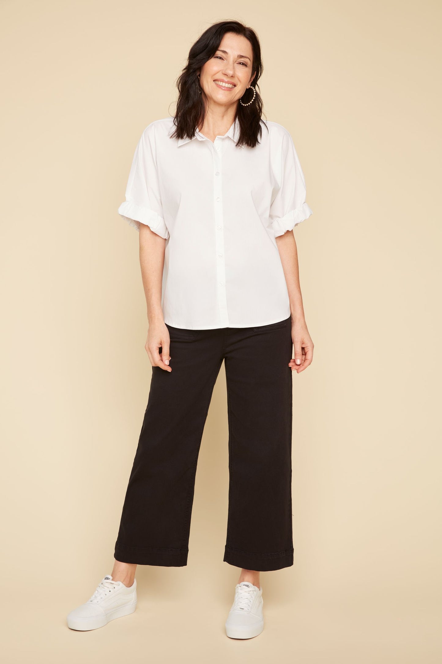 Crisp Classic Hem Sleeve Shirt - White