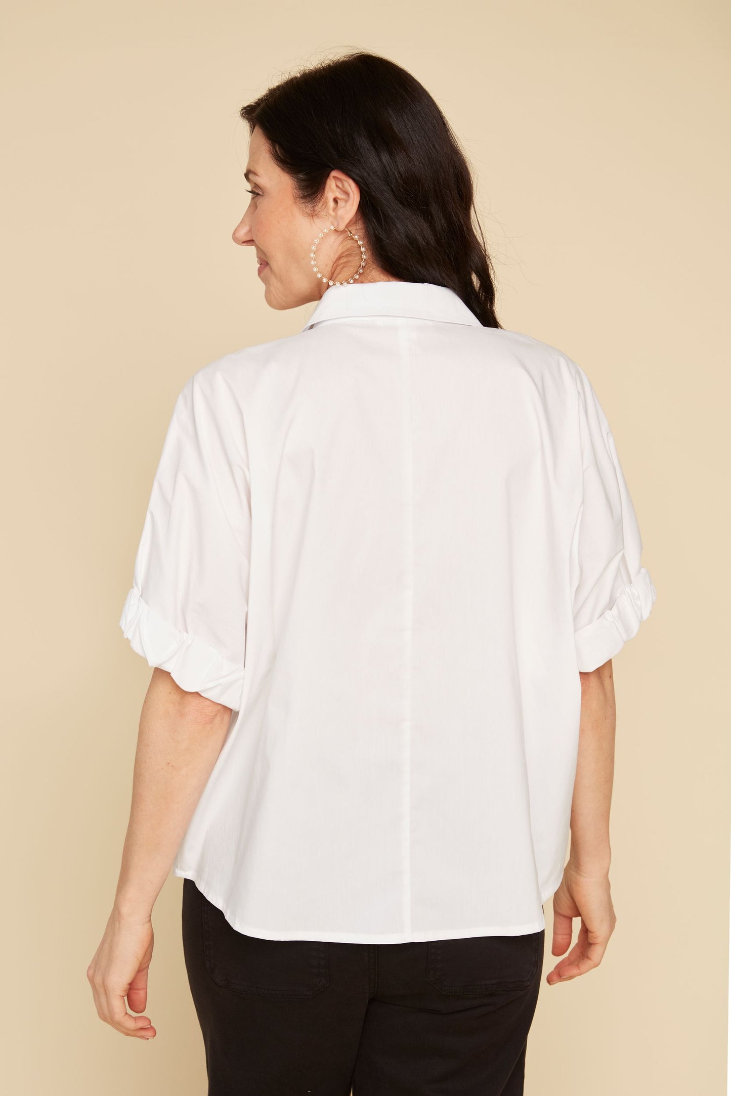 Crisp Classic Hem Sleeve Shirt - White