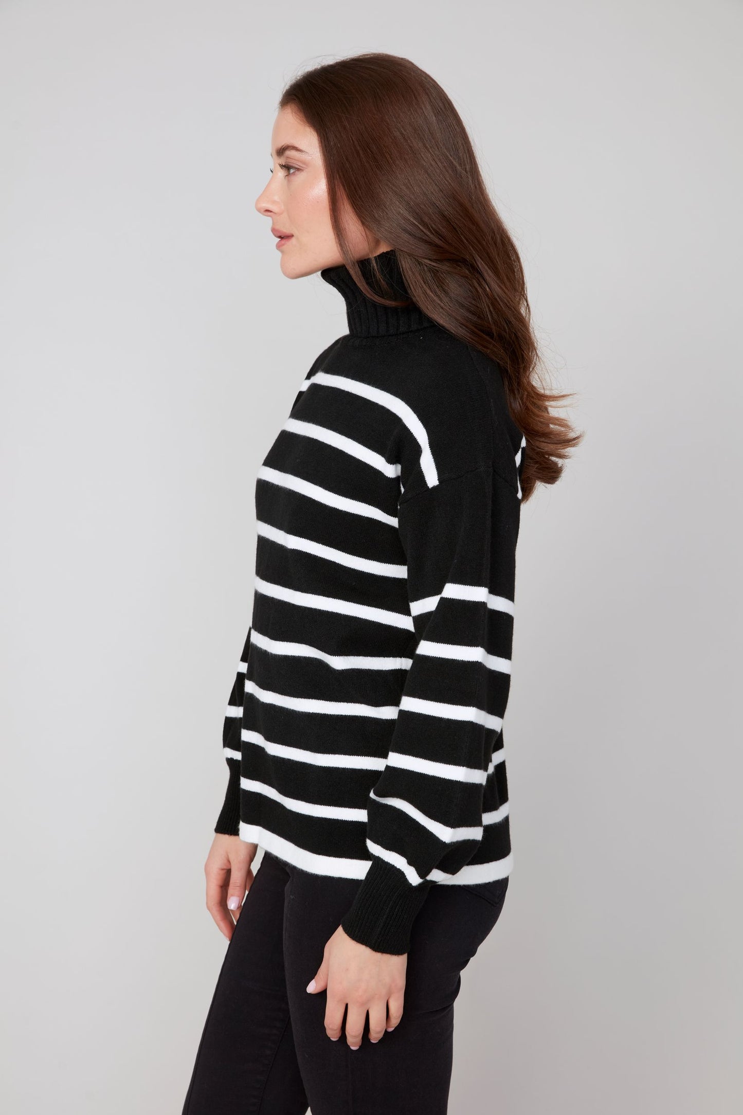 Stripe Knitted Comfy Sweater - Black Combo