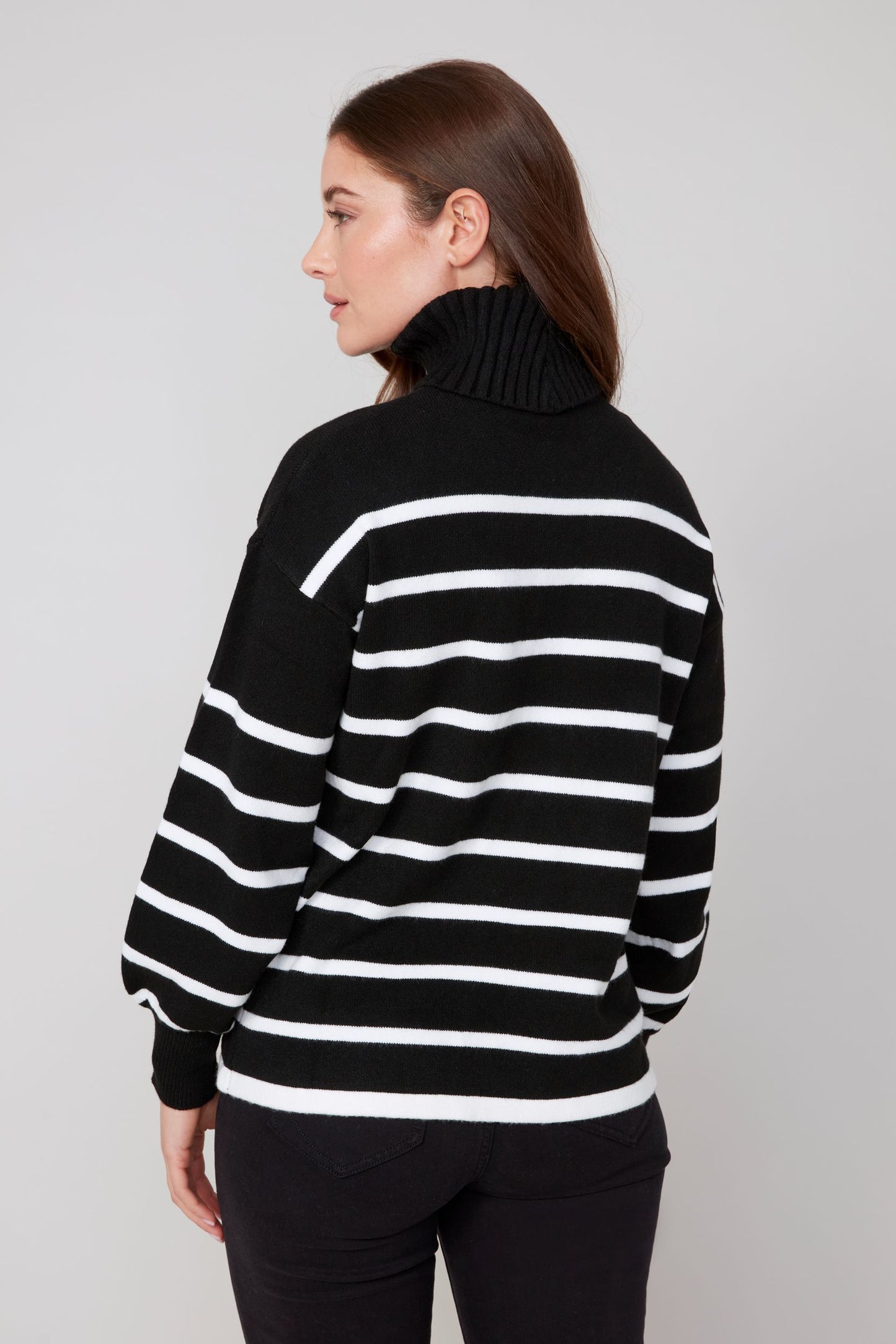 Stripe Knitted Comfy Sweater - Black Combo